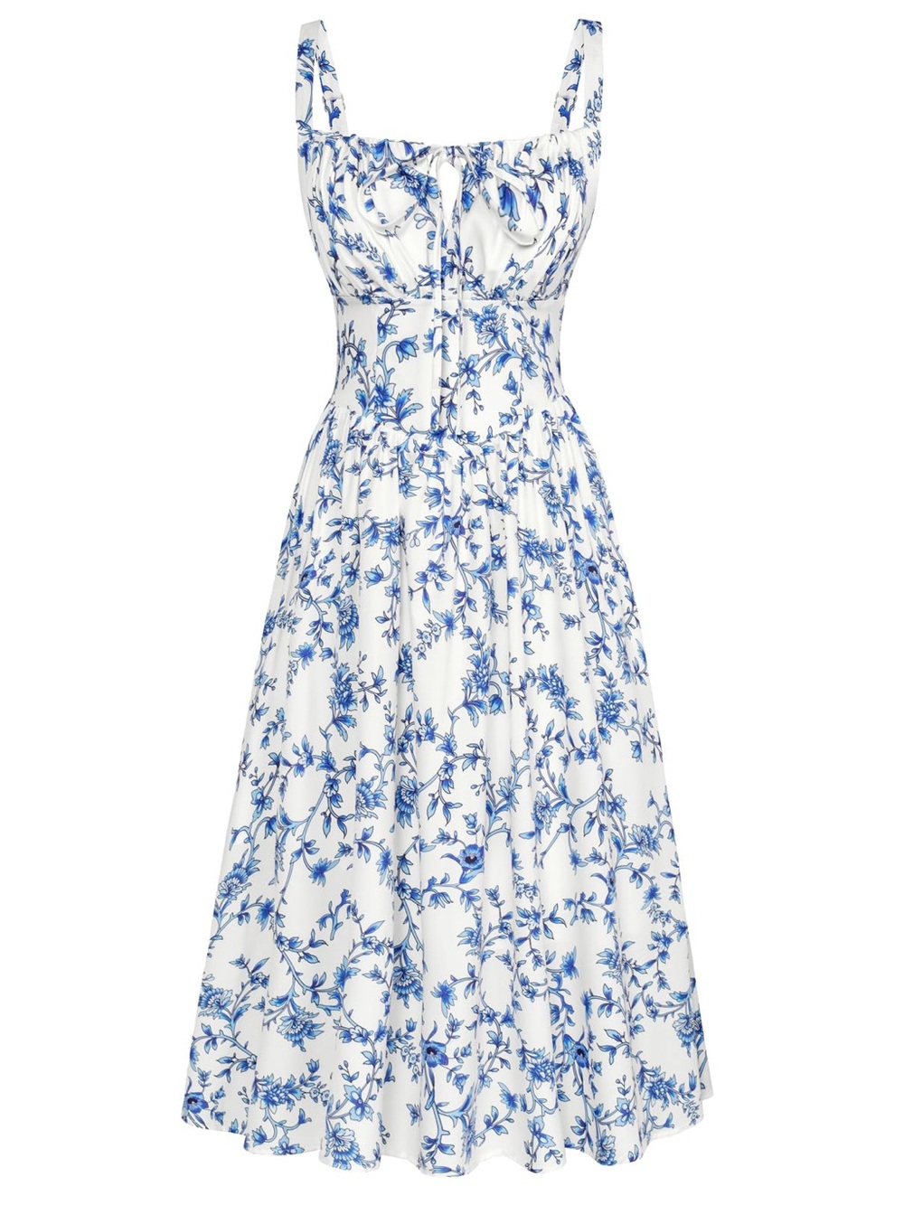 Scarlet Darkness Floral Printed Dress For Women Ruched Bust Cottagecore Dress 👗